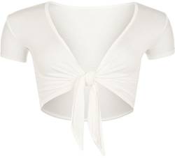 WearAll - Damen Kurzarm Binden Crop Top - Crème - 36-38 von WearAll