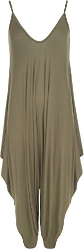 WearAll - Damen Lagenlook Strappy Ausgebeult Harem Jumpsuit Kleid Top Playsuit - Grün - 40-42 von WearAll