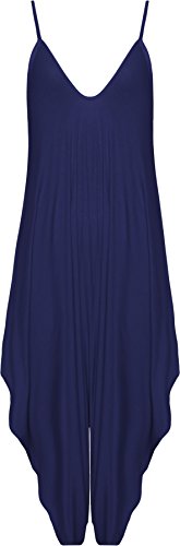 WearAll - Damen Lagenlook Strappy Ausgebeult Harem Jumpsuit Kleid Top Playsuit - Marineblau - 48-50 von WearAll