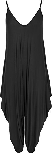 WearAll - Damen Lagenlook Strappy Ausgebeult Harem Jumpsuit Kleid Top Playsuit - Schwarz - 48-50 von WearAll