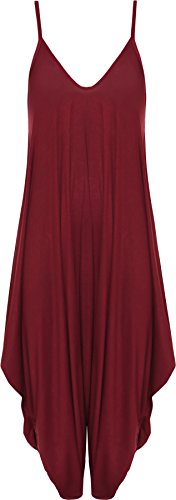 WearAll - Damen Lagenlook Strappy Ausgebeult Harem Jumpsuit Kleid Top Playsuit - Wein - 40-42 von WearAll