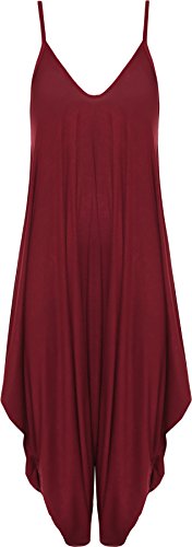 WearAll - Damen Lagenlook Strappy Ausgebeult Harem Jumpsuit Kleid Top Playsuit - Wein - 44-46 von WearAll