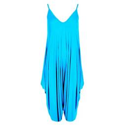 WearAll Damen Lagenlook Strappy Baggy Harem Jumpsuit Kleid Top Playsuit 40-54, türkis, 46-48 von WearAll