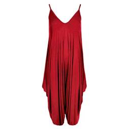 WearAll Damen Lagenlook Strappy Harem Jumpsuit Kleid Cami Playsuit Weste Top 34-44 Gr. 44/46 DE, rot von WearAll
