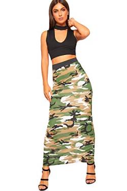 WearAll - Damen Multi Druck Elastische Hoch Taille Strecke Maxi Lang Rock Damen Neu - Camouflage - 44-46 von WearAll