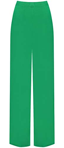 WearAll Damen Palazzo-Hose mit weitem Bein, ausgestellt, elastisch, Übergröße, einfarbig, Größe 36-52, jade, 38-40 von WearAll