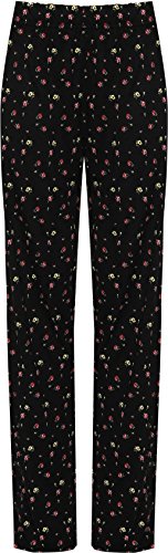 WearAll Damen Plus Blumen Druck Leggings Hose Damen Elastische Voll Länge Hose - Schwarz - 54-56 von WearAll