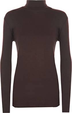 WearAll Damen Pullover mit Rollkragen, Stretch, lange Ärmel, einfarbig, Gr. 34-40 Gr. 42-44, braun von WearAll