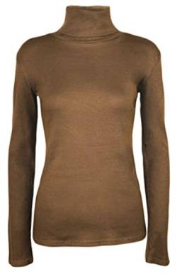 WearAll Damen Pullover mit Rollkragen, Stretch, lange Ärmel, einfarbig, Gr. 34-40 Gr. 42-44, mokka von WearAll