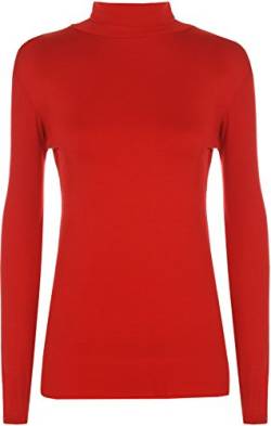 WearAll Damen Pullover mit Rollkragen, Stretch, lange Ärmel, einfarbig, Gr. 34-40 Gr. 42-44, rot von WearAll
