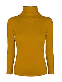 WearAll Damen Pullover mit Rollkragen, Stretch, lange Ärmel, einfarbig, Gr. 34-40 Gr. 50-52, senffarben von WearAll