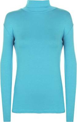 WearAll Damen Pullover mit Rollkragen, Stretch, lange Ärmel, einfarbig, Gr. 34-40 Gr. X-Large, türkis von WearAll