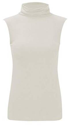 WearAll - Damen Rollkragen Elastisch Ärmellos Unterhemd Bodycon Top - Crème - 40-42 von WearAll