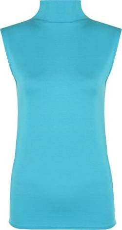 WearAll - Damen Rollkragen Elastisch Ärmellos Unterhemd Bodycon Top - Türkis - 36-38 von WearAll