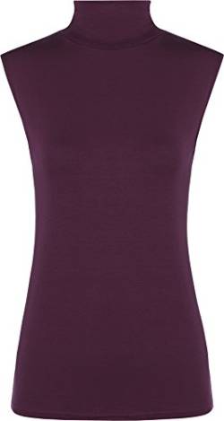 WearAll - Damen Rollkragen Elastisch Ärmellos Unterhemd Bodycon Top - Violett - 40-42 von WearAll