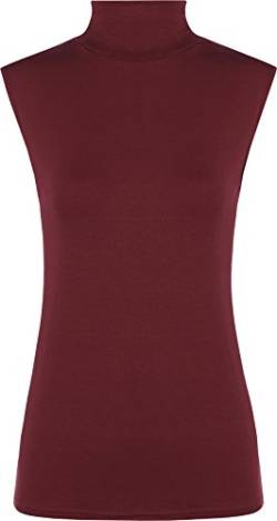 WearAll - Damen Rollkragen Elastisch Ärmellos Unterhemd Bodycon Top - Wein - 36-38 von WearAll