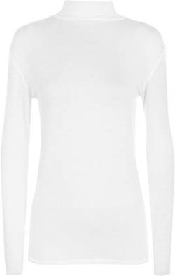 WearAll Damen Rollkragenpullover, Stretch, langärmelig, einfarbig, Gr. 34-42, weiß, XL von WearAll