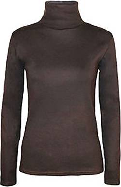 WearAll Damen Rollkragenpullover, langärmelig, Stretch, einfarbig Gr. 46-48, braun von WearAll