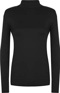 WearAll Damen-Rollkragenpullover, langärmelig, dehnbar, einfarbig, Größe 36 bis 42 Gr. 50 DE/52 DE XXX-Large , Farbe: Schwarz. von WearAll