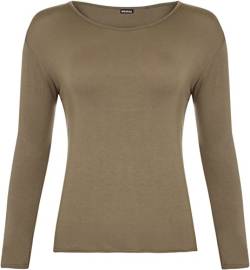 WearAll - Damen T-Shirt Langarm Top - Mokka - 36-38 von WearAll