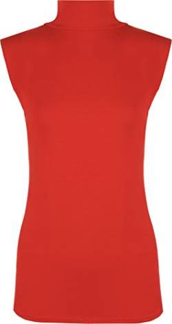 WearAll Damen Top mit Rollkragen, ärmellos, Übergröße, Größen 44-50, rot, 38-40 von WearAll