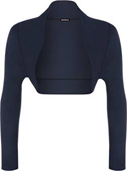 WearAll - Damen Übergröße Einfarbig Langarm Bolero Jäckchen Top - Marineblau - 44-46 von WearAll