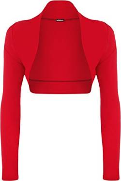 WearAll - Damen Übergröße Einfarbig Langarm Bolero Jäckchen Top - Rot - 44-46 von WearAll