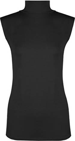 WearAll - Damen Übergröße Einfarbig Rollkragen Ärmellos Top - Schwarz - 48-50 von WearAll