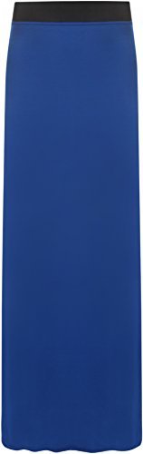 WearAll - Damen Übergröße Elastisch Stretch Maxi Rock in Voller Länge - Blau - 40-42 von WearAll