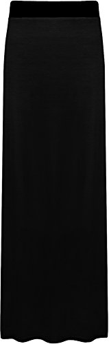 WearAll - Damen Übergröße Elastisch Stretch Maxi Rock in Voller Länge - Schwarz - 40-42 von WearAll