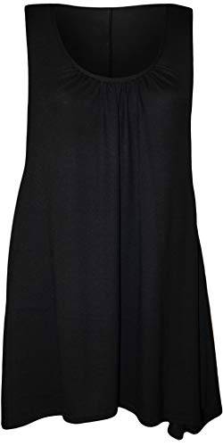 WearAll - Damen Übergröße Hanky Hem Ärmellos Lang Vest Top - Schwarz - 52-54 von WearAll