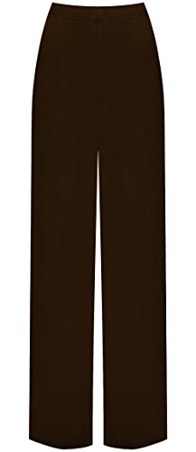 WearAll - Damen Übergröße Palazzo weitem Bein Schlaghosen Gummizug - Braun - 48 bis 50 von WearAll