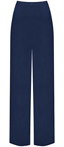 WearAll - Damen Übergröße Palazzo weitem Bein Schlaghosen Gummizug - Marineblau - 40 bis 42 von WearAll