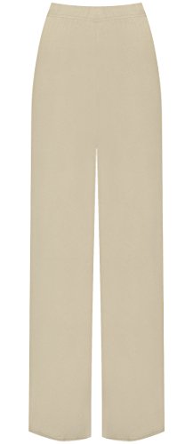 WearAll - Damen Übergröße Palazzo weitem Bein Schlaghosen Gummizug - Stein - 44 bis 46 von WearAll