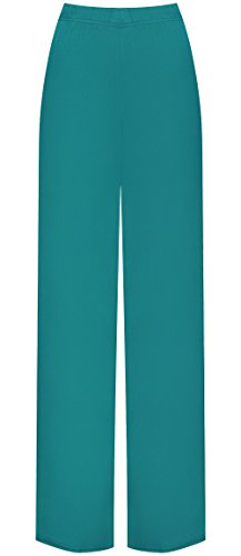 WearAll - Damen Übergröße Palazzo weitem Bein Schlaghosen Gummizug - Teal - 48 bis 50 von WearAll