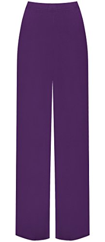 WearAll - Damen Übergröße Palazzo weitem Bein Schlaghosen Gummizug - Violett - 52 bis 54 von WearAll