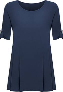 WearAll - Damen Übergröße Rundhalsausschnitt Kurzarm Ausgestelltem Lange Top - Marineblau - 54-56 von WearAll