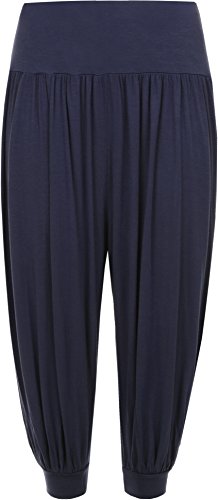 WearAll - Damen Übergröße freigestellte Haremshose 3/4 einfachen Weite Hose - Marineblau - 44 bis 46 von WearAll