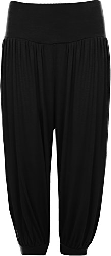 WearAll - Damen Übergröße freigestellte Haremshose 3/4 einfachen Weite Hose - Schwarz - 40 bis 42 von WearAll