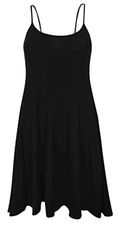 WearAll Mini-Kleid für Damen mit Trägern, ärmellos, Übergröße, Gr. 44-54 Gr. 46-48, Schwarz von WearAll
