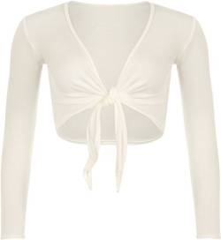 WearAll - Neu Damen Achselzucken Binden Langarm Top - Crème - 36-38 von WearAll