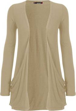 WearAll Neu Damen Langarm Freund Boyfriend Style Strickjacke Cardigan Top - Stein - 40-42 von WearAll