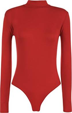 WearAll - Neu Damen Rollkragen Bodysuit Langarm Elastisch Gymnastikanzug Top - Rot - 36-38 von WearAll
