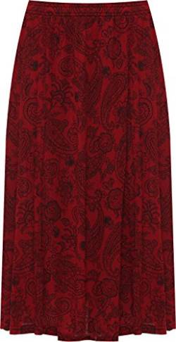 WearAll Plus Damen Paisley Druck Midi- Rock Damen Elastische Strecke Taille Neu - Wein - 52-54 von WearAll