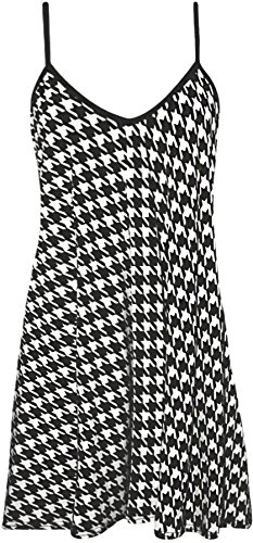 WearAll - Übergröße Bedruckt Ärmellos Riemchen Mini Kleid Vest Top - Hounds Zahn - 52-54 von WearAll