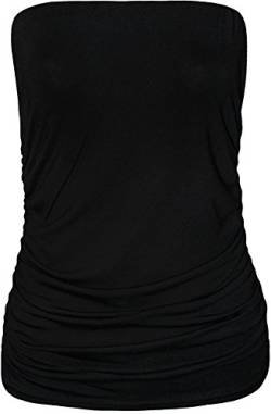 WearAll - Übergröße Damen Ärmellos Trägerlos Gerüscht Bandeau Top - Schwarz - 44-46 von WearAll