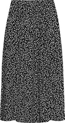 WearAll - Übergröße Damen Bedruckt Rock Mit Gummizug In Der Taille - Schwarz Weiße Blume - 48-50 von WearAll