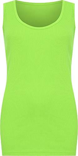 WearAll - Übergröße Damen Einfarbig Gerippt Ärmellos Vest Top - Fluoreszierend Grün - 54-56 von WearAll