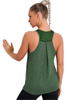 Weardear Damen Sport Tank Tops Ärmelloses Workout Crop Top Mesh Zurück Fitness Laufen Yoga Shirt Grün XXL von Weardear