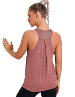 Weardear Damen Sport Yoga Tops Ärmelloses Fitness Mesh Zurück Crop Top Sommer Yoga Shirt Oberteile Sporttop Rosa L von Weardear